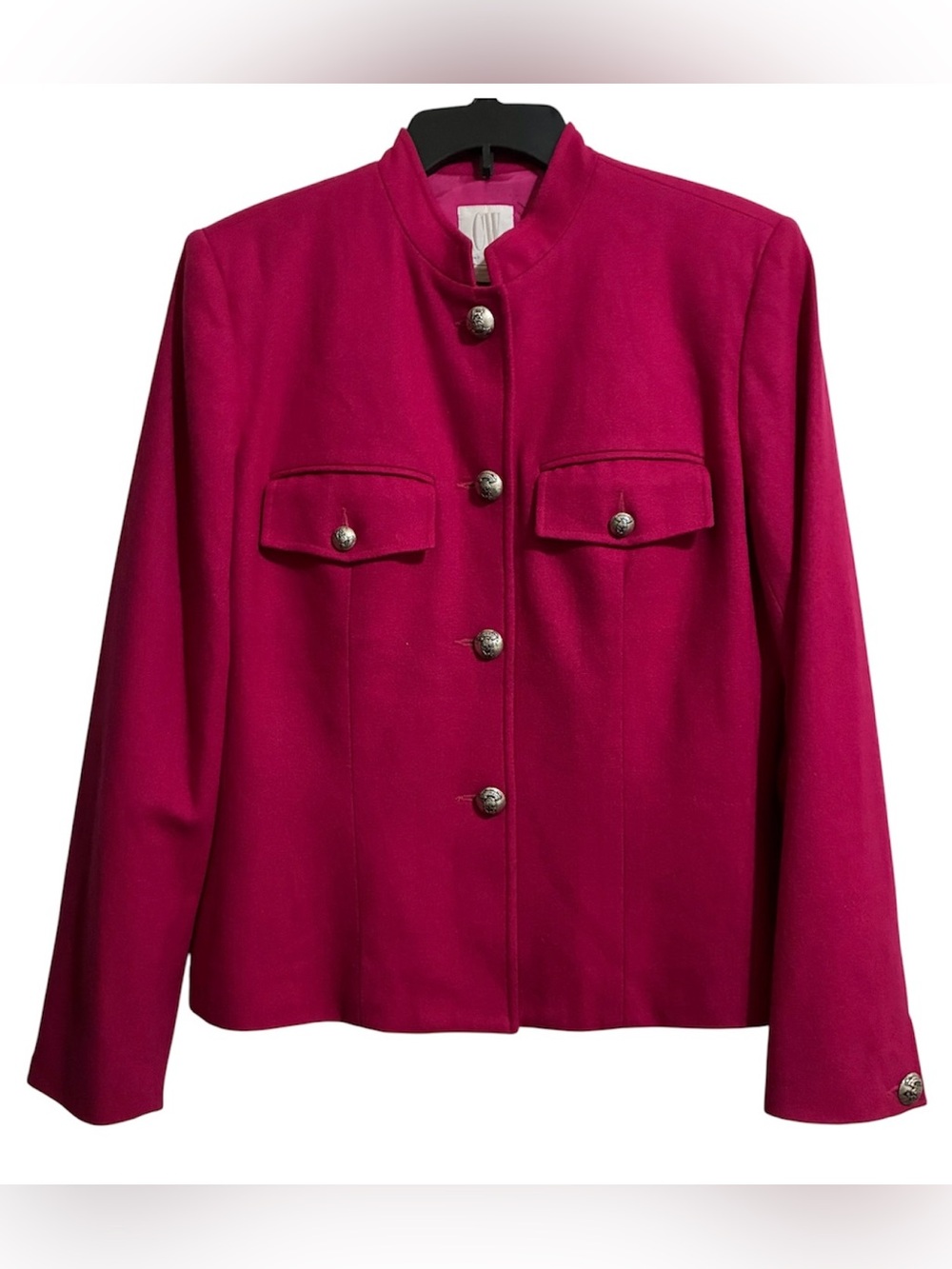 VINTAGE Clifford & Willis Fuchsia Military 100% Wool Blazer Jacket Size 10